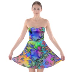 Star Abstract Colorful Fireworks Strapless Bra Top Dress by Nexatart