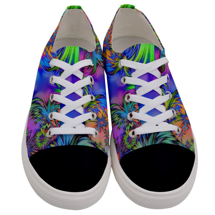 Star Abstract Colorful Fireworks Women s Low Top Canvas Sneakers