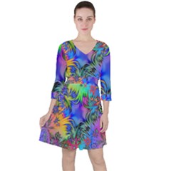 Star Abstract Colorful Fireworks Ruffle Dress by Nexatart