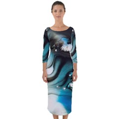 Abstract Painting Background Modern Quarter Sleeve Midi Bodycon Dress