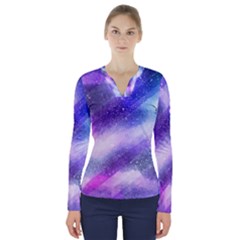 Background Art Abstract Watercolor V-neck Long Sleeve Top