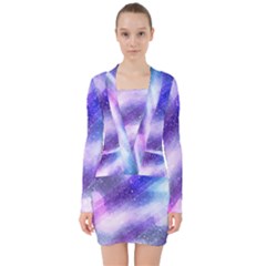 Background Art Abstract Watercolor V-neck Bodycon Long Sleeve Dress by Nexatart