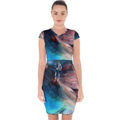 Background Art Abstract Watercolor Capsleeve Drawstring Dress 