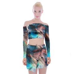 Background Art Abstract Watercolor Off Shoulder Top With Mini Skirt Set by Nexatart