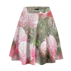 Flowers Roses Art Abstract Nature High Waist Skirt by Nexatart