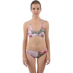 Flowers Roses Art Abstract Nature Wrap Around Bikini Set