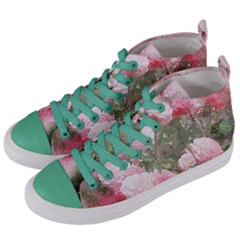 Flowers Roses Art Abstract Nature Women s Mid-top Canvas Sneakers