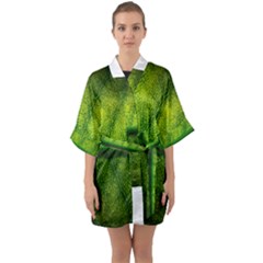 Leaf Nature Green The Leaves Quarter Sleeve Kimono Robe