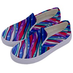 Texture Pattern Fabric Natural Kids  Canvas Slip Ons by Nexatart