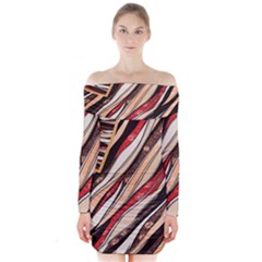 Fabric Texture Color Pattern Long Sleeve Off Shoulder Dress by Nexatart