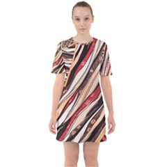 Fabric Texture Color Pattern Sixties Short Sleeve Mini Dress by Nexatart