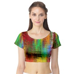 Color Abstract Background Textures Short Sleeve Crop Top by Nexatart