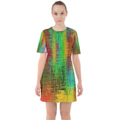 Color Abstract Background Textures Sixties Short Sleeve Mini Dress by Nexatart