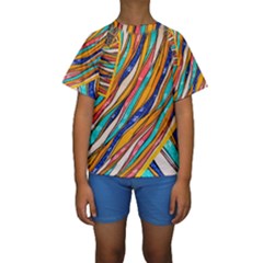 Fabric Texture Color Pattern Kids  Short Sleeve Swimwear by Nexatart