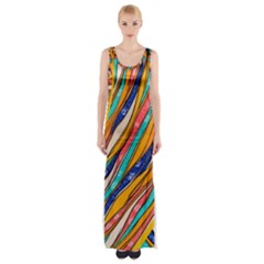 Fabric Texture Color Pattern Maxi Thigh Split Dress by Nexatart