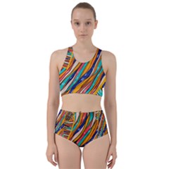 Fabric Texture Color Pattern Racer Back Bikini Set by Nexatart