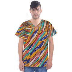 Fabric Texture Color Pattern Men s V-neck Scrub Top