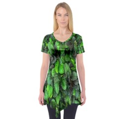 The Leaves Plants Hwalyeob Nature Short Sleeve Tunic  by Nexatart