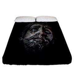 Jesuschrist Face Dark Poster Fitted Sheet (california King Size) by dflcprints