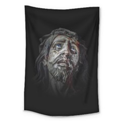 Jesuschrist Face Dark Poster Large Tapestry by dflcprints