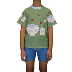 Cute Tea Kids  Short Sleeve Swimwear by Valentinaart