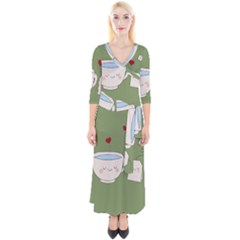 Cute Tea Quarter Sleeve Wrap Maxi Dress