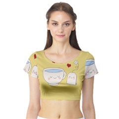 Cute Tea Short Sleeve Crop Top by Valentinaart