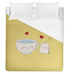 Cute Tea Duvet Cover (queen Size) by Valentinaart