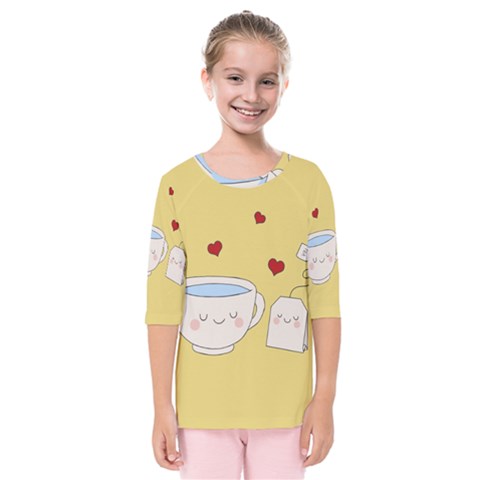 Cute Tea Kids  Quarter Sleeve Raglan Tee by Valentinaart