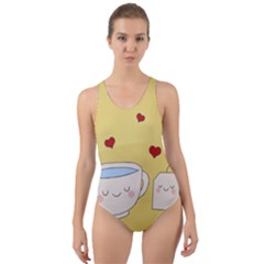 Cute Tea Cut-out Back One Piece Swimsuit