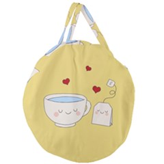 Cute Tea Giant Round Zipper Tote