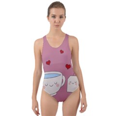 Cute Tea Cut-out Back One Piece Swimsuit