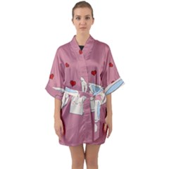 Cute Tea Quarter Sleeve Kimono Robe