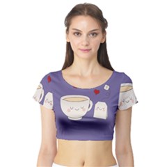 Cute Tea Short Sleeve Crop Top by Valentinaart