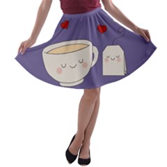 Cute Tea A-line Skater Skirt by Valentinaart