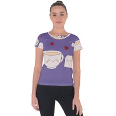 Cute Tea Short Sleeve Sports Top  by Valentinaart