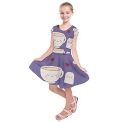 Cute Tea Kids  Short Sleeve Dress by Valentinaart