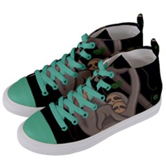 Cute Sloth Women s Mid-top Canvas Sneakers