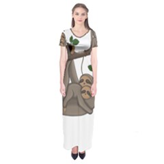 Cute Sloth Short Sleeve Maxi Dress by Valentinaart