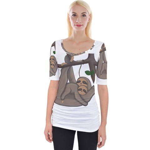 Cute Sloth Wide Neckline Tee by Valentinaart