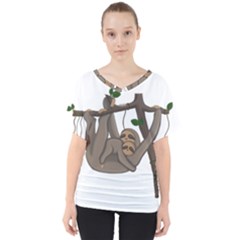 Cute Sloth V-neck Dolman Drape Top by Valentinaart