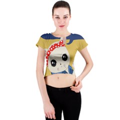 Feminist Cat Crew Neck Crop Top