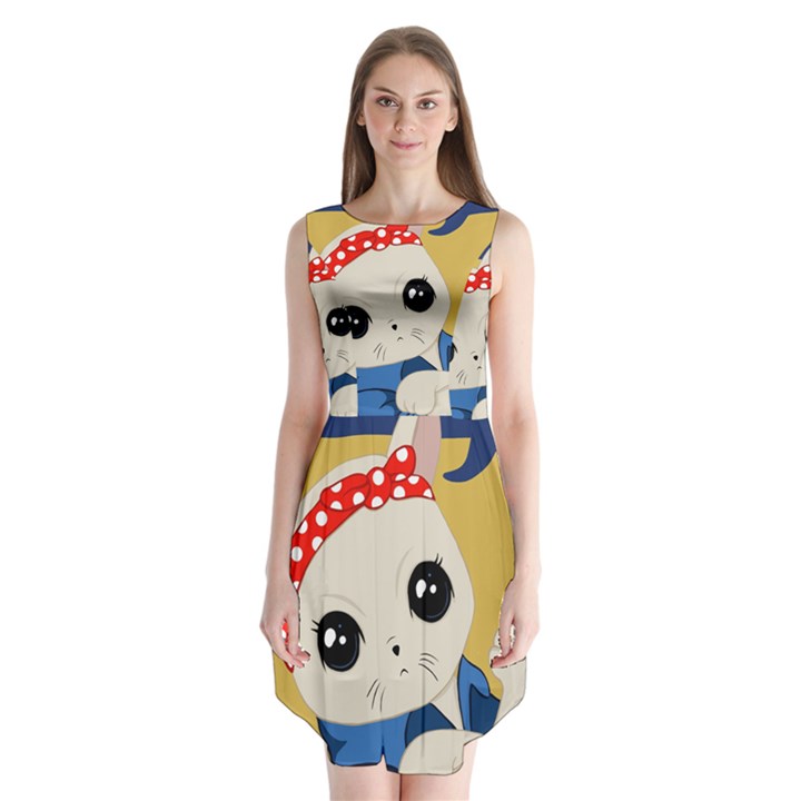 Feminist Cat Sleeveless Chiffon Dress  