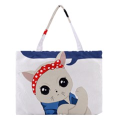 Feminist Cat Medium Tote Bag by Valentinaart