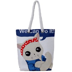 Feminist Cat Full Print Rope Handle Tote (small)