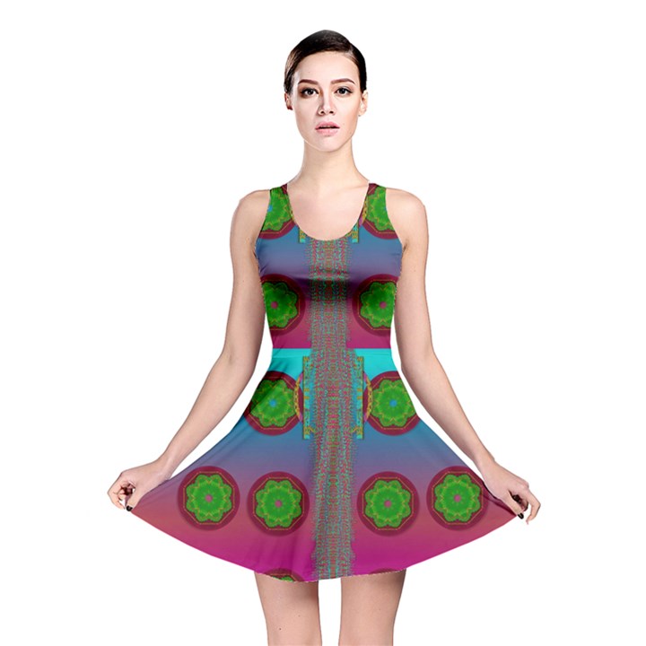 Meditative Abstract Temple Of Love And Meditation Reversible Skater Dress