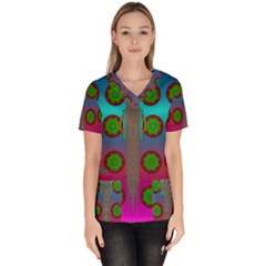 Meditative Abstract Temple Of Love And Meditation Scrub Top