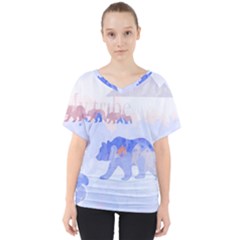 My Tribe,modern Art V-neck Dolman Drape Top