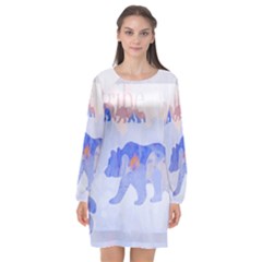 My Tribe,modern Art Long Sleeve Chiffon Shift Dress  by NouveauDesign