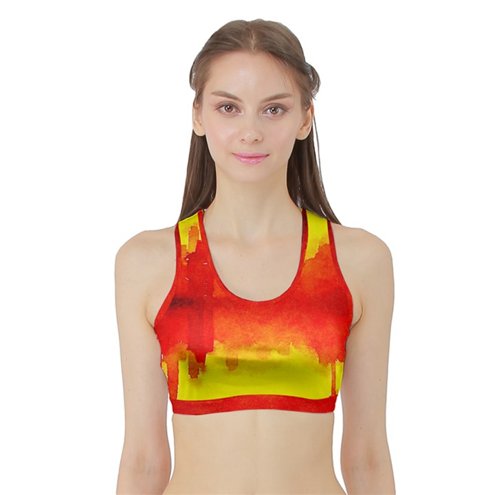 sun rise,city,modern art Sports Bra with Border